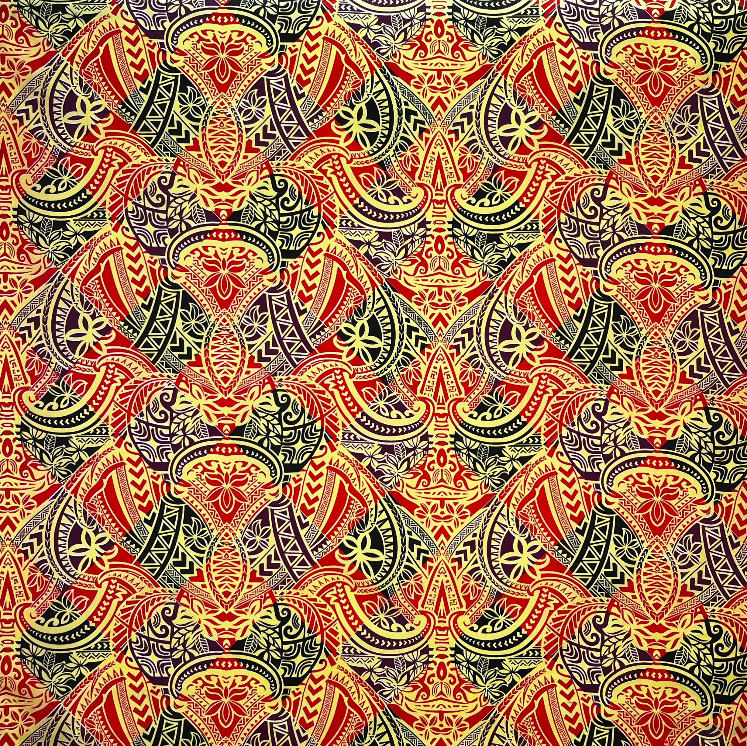 Traditional Polynesian Tattoo All Over design Polyester Fabric | Islands Fabric