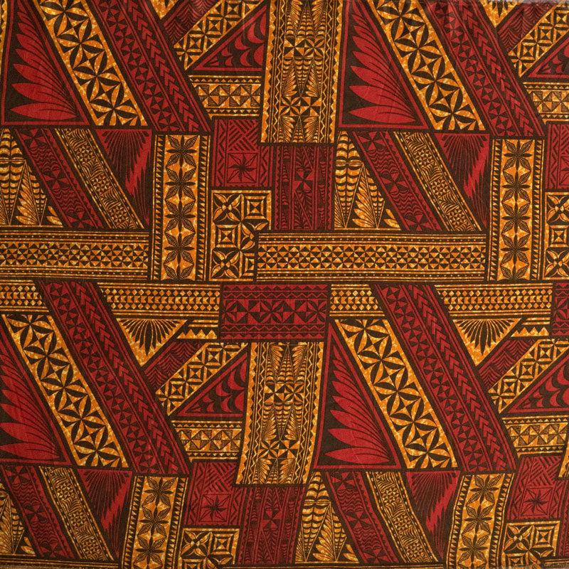 Traditional Tongan Geometric Design Peachskin Fabric # 3 | Islands Fabric