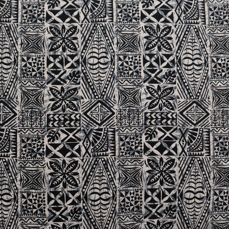 Traditional Tongan Geometric design Peachskin Fabric # 2 | Islands Fabric
