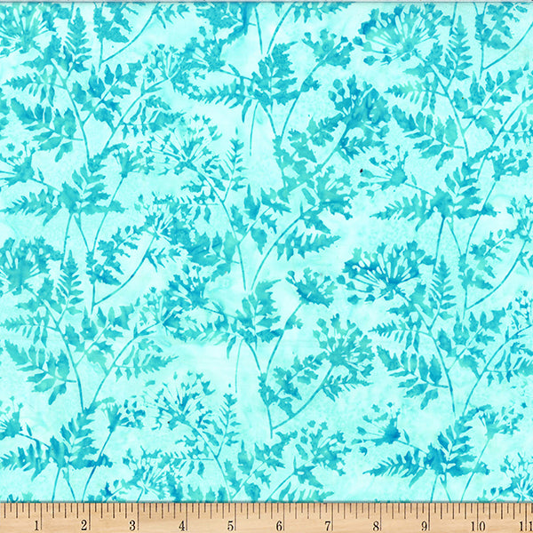 Turquoise Bali Batik Sweet Cicely Cotton 44"/45" Fabric Per Yard