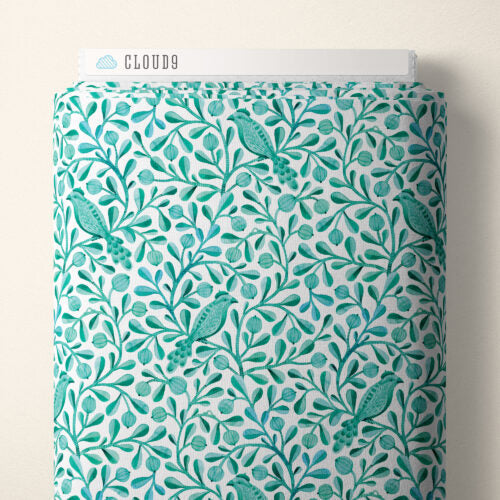 Turquoise Felipe Birds and Branches Cotton 44/45 Fabric Per Yard
