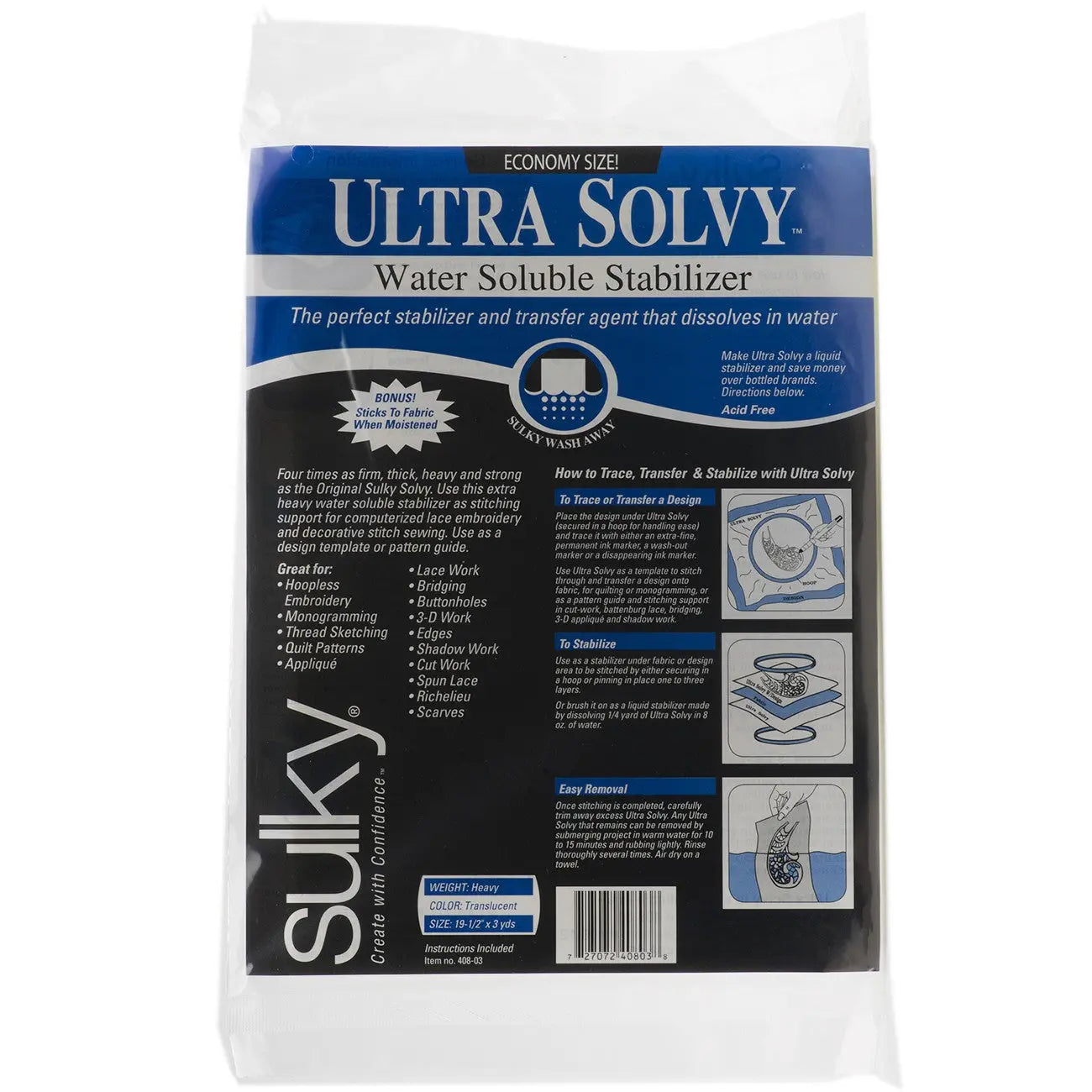 Ultra Solvy Extremely Firm & Stable Water Soluble Stabilizer 19 1/2in x 3yds