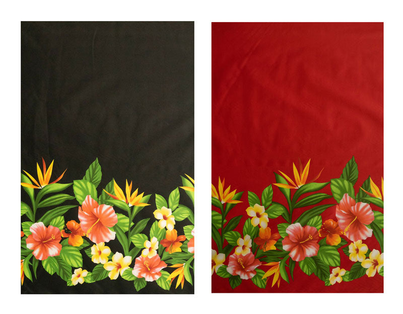 Hibiscus Birds of Paradise Plumeria Fabric | Poly-Cotton