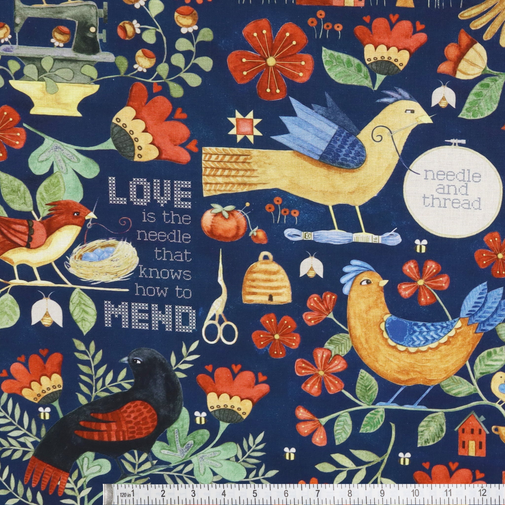 Riley Blake Stitchy Birds 108" Quilt Backing Fabric