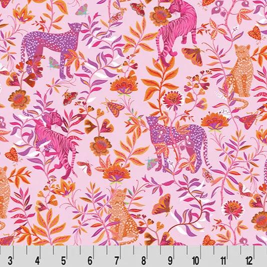 Wanderlust Big Cats Quilting Cuddle Pink Fabric per yard
