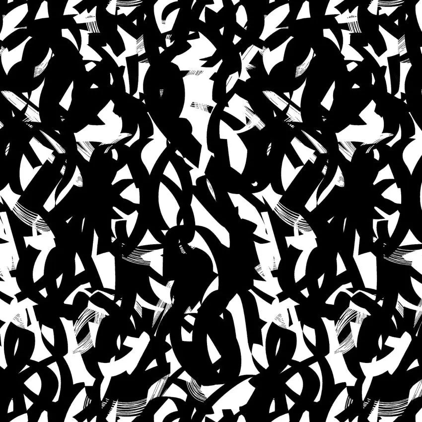 White With Black Brush Strokes Cotton Wideback Fabric per yard