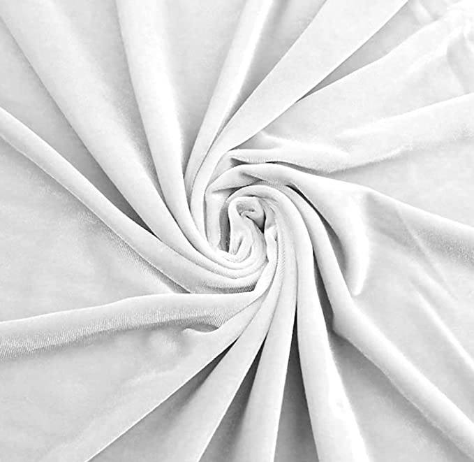 Stretch Velvet Fabric by the Yard – White Polyester Spandex | 58/60”