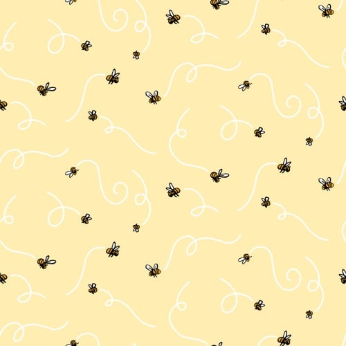 Yellow Classic Winnie Bees Cotton 43"/44" Fabric Per Yard
