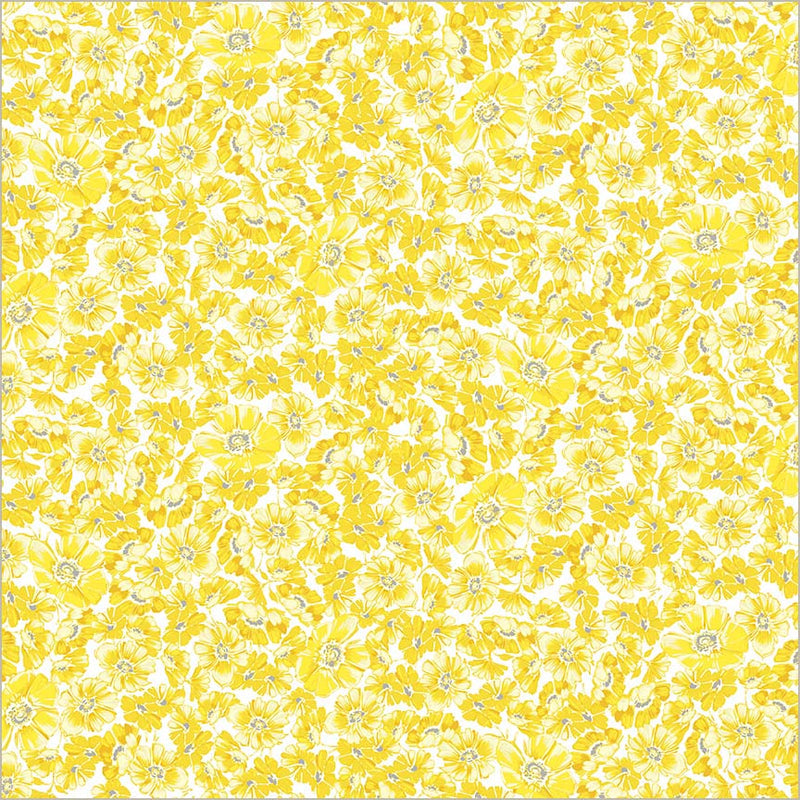 Yellow Verona Allegra Blooms Cotton 44/45 Fabric Per Yard