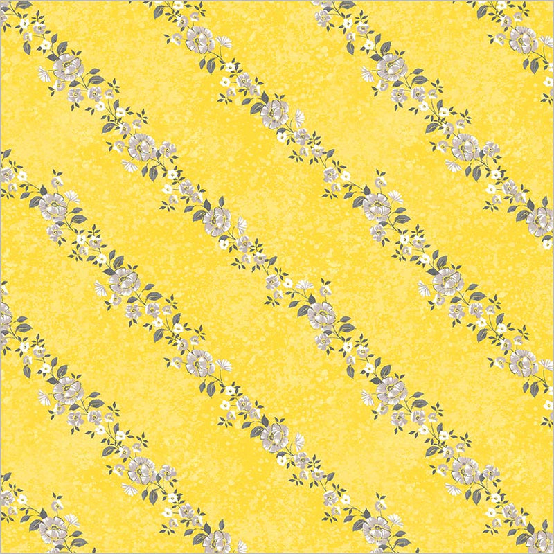 Yellow Verona Verita Vine Cotton 44/45 Fabric Per Yard