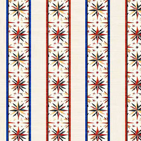 Yippie Ki Yay! Star Stripe Cream Cotton 44"/45" Fabric Per Yard