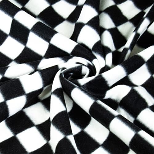 Anti-Pill Polar Fleece Fabric by the Yard – Checkered White Black 60", 280 GSM)