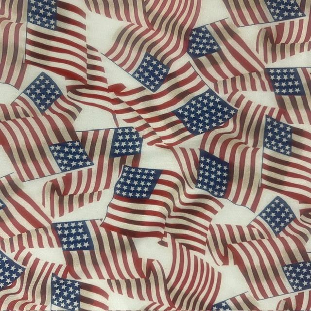 US Flag Print Spandex | Professional 4-Way Stretch Patriotic Fabric | Spandex Palace Red White Blue
