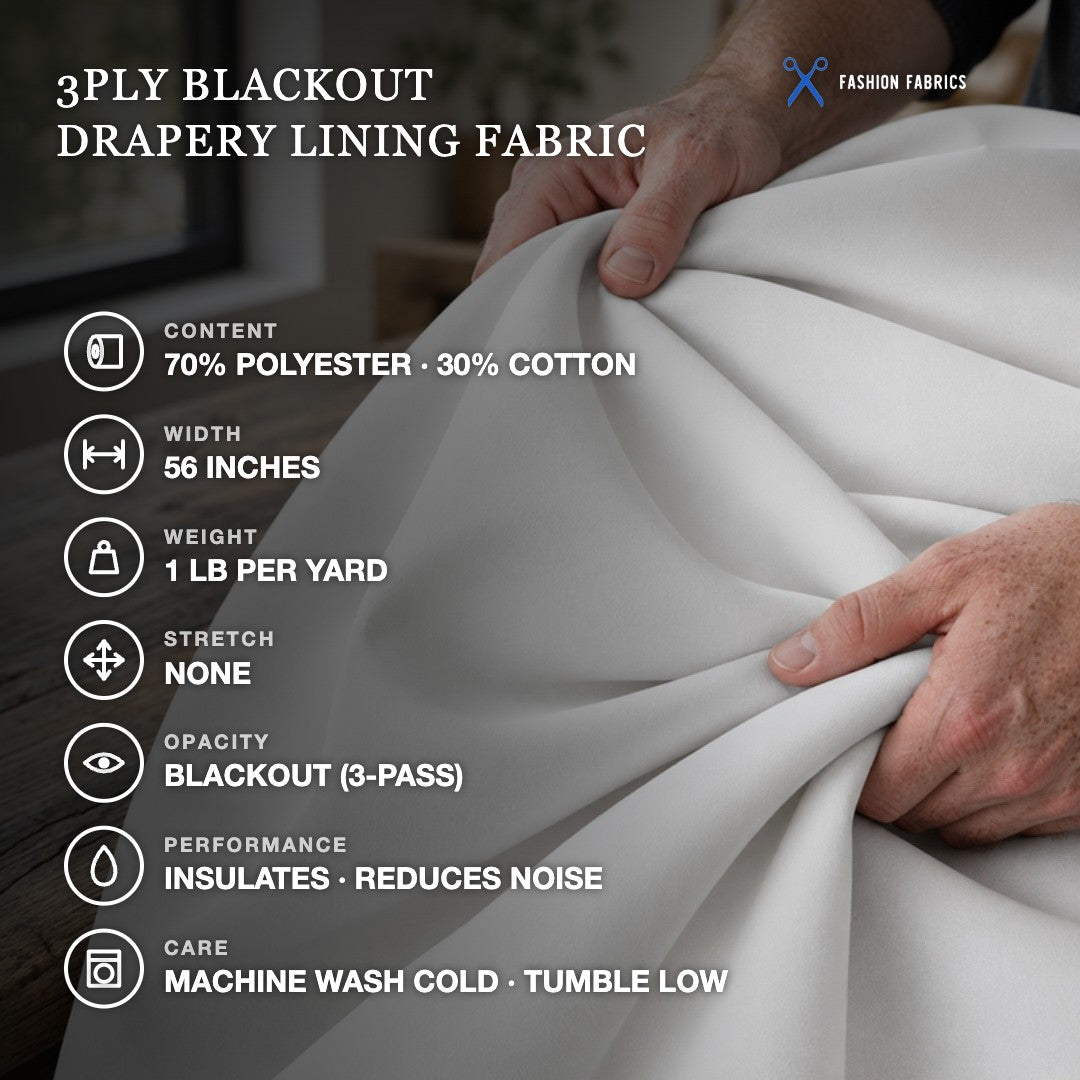 3PLY Blackout Drapery Lining Fabric