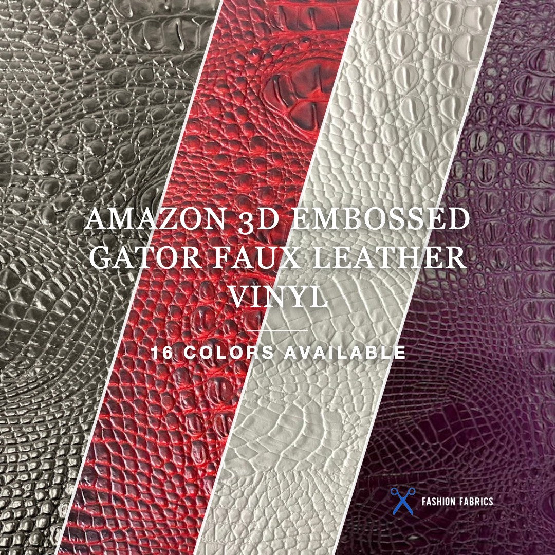 Amazon 3D Embossed Gator Faux Leather Vinyl Fabric
