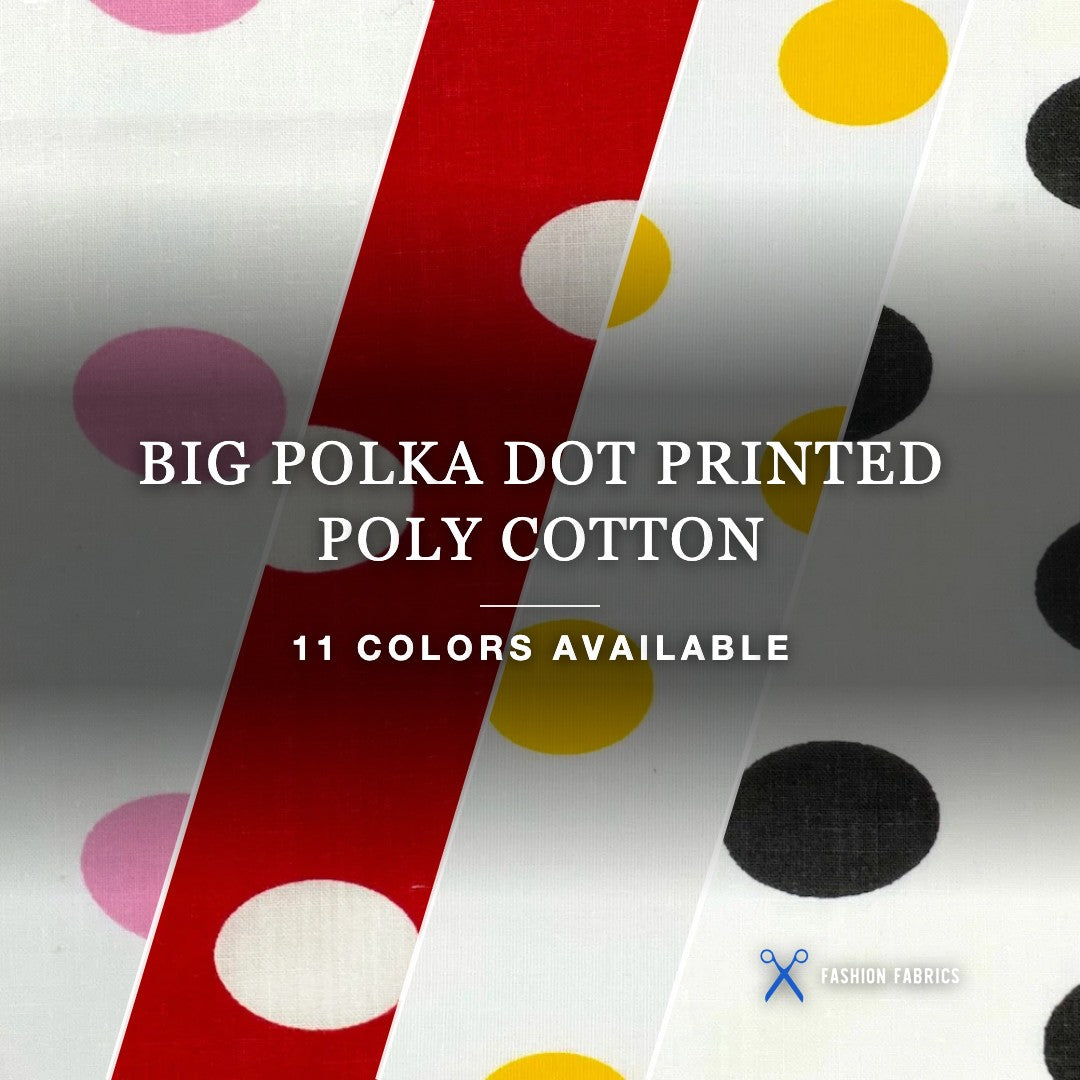 Big Polka Dot Printed Poly Cotton Fabric