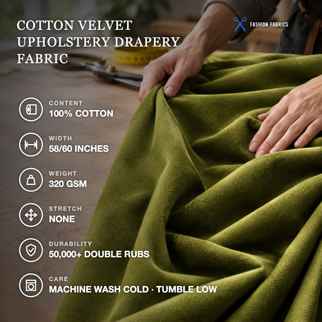 Cotton Velvet Upholstery Drapery Fabric