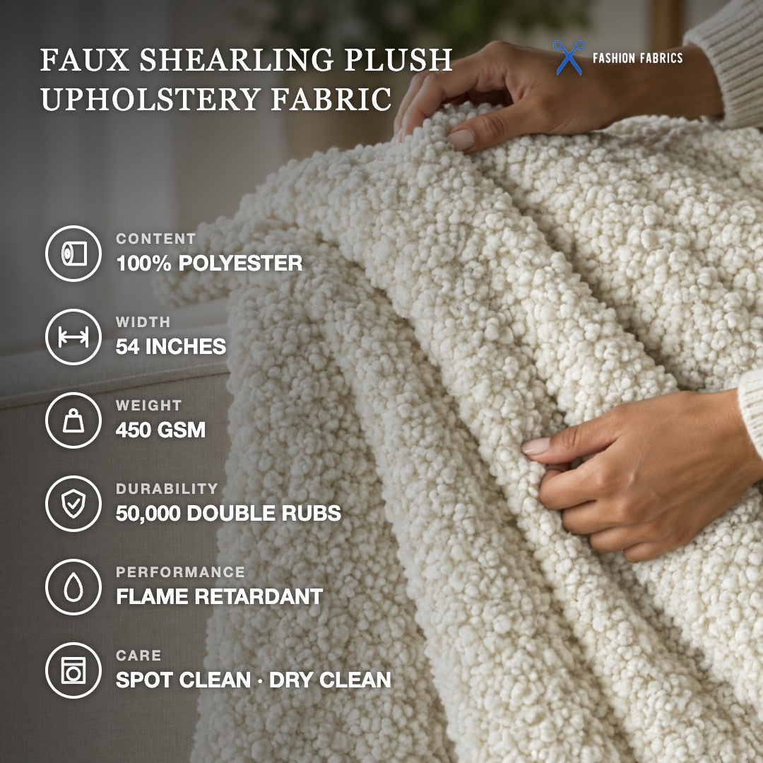 Faux Shearling Plush Upholstery Fabric