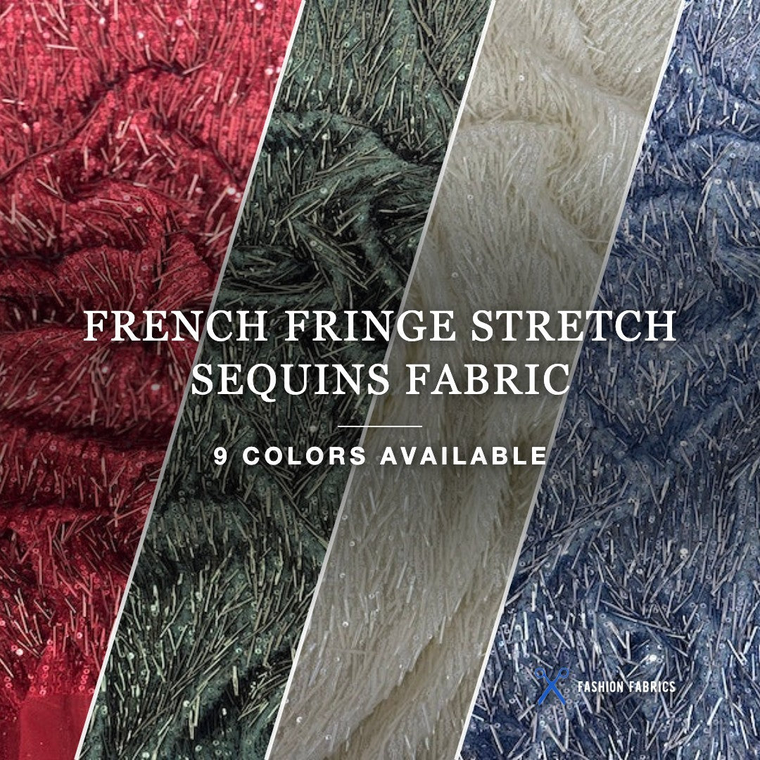 French Fringe Stretch Sequins Fabric