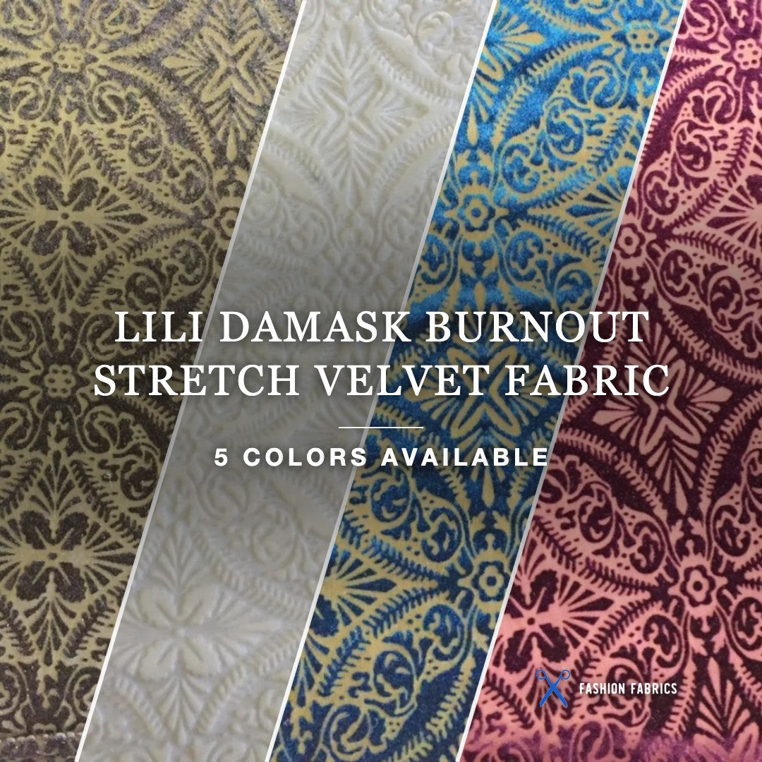 Lili Damask Burnout Stretch Velvet Fabric
