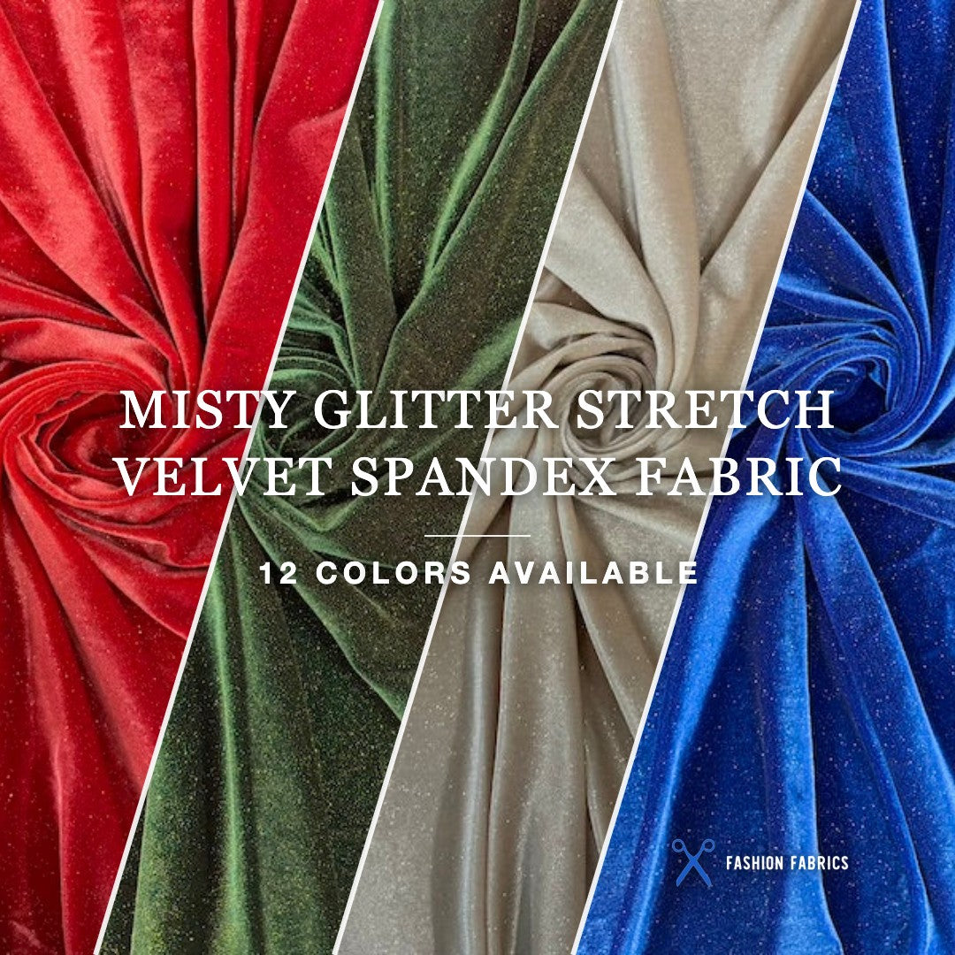 Misty Glitter Stretch Velvet Spandex Fabric