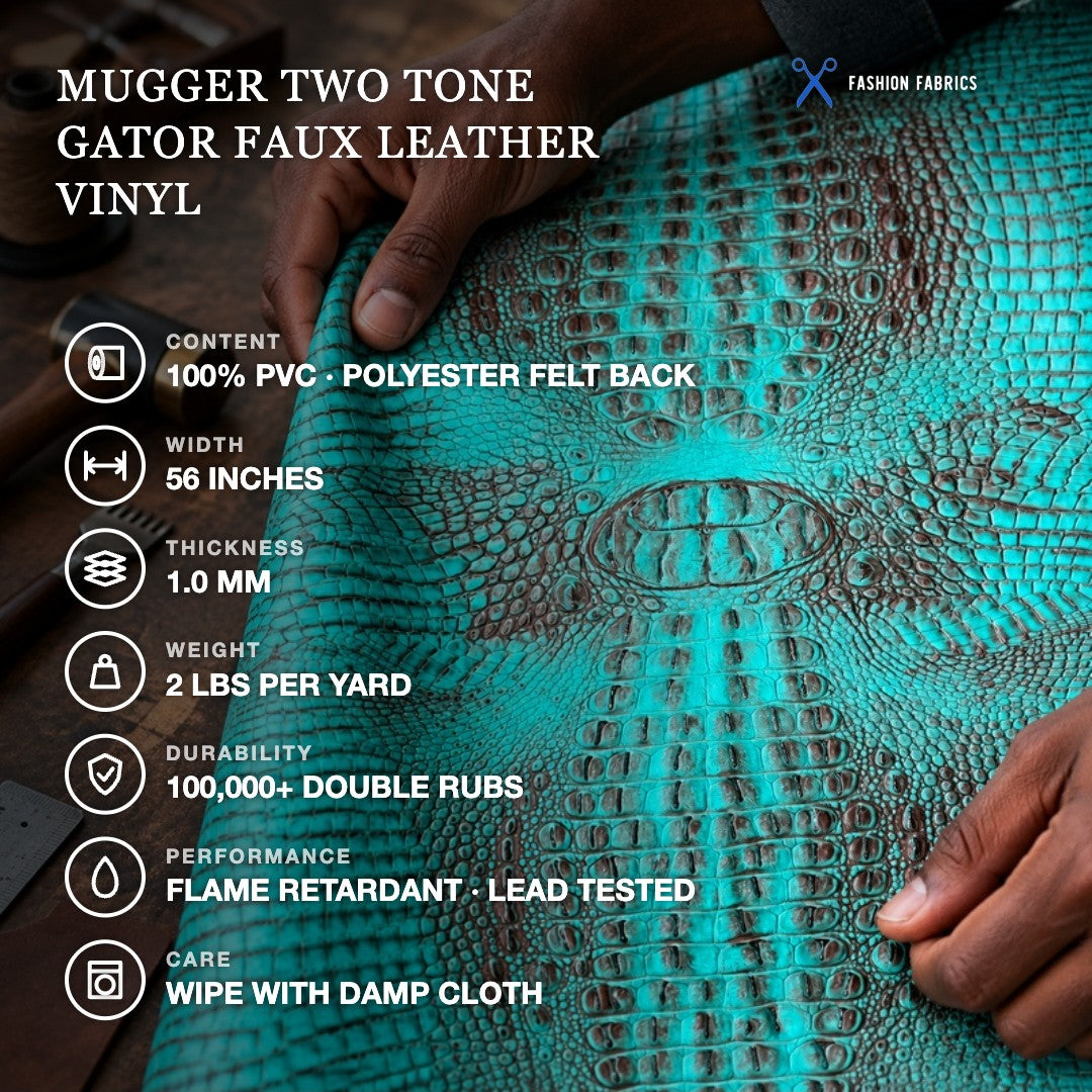 Mugger Two Tone Gator Faux Leather Vinyl Fabric