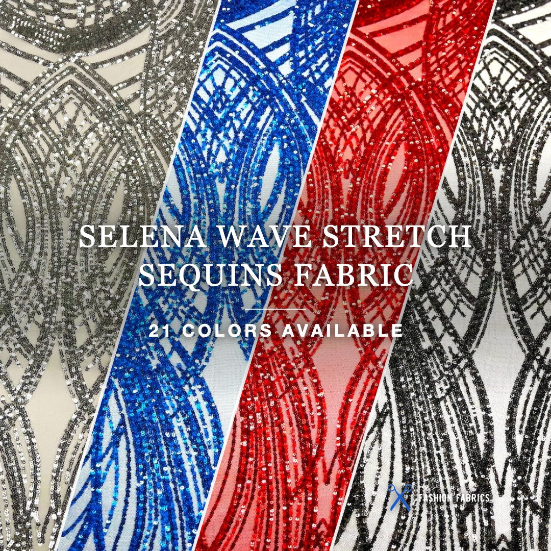Selena Wave Stretch Sequins Fabric
