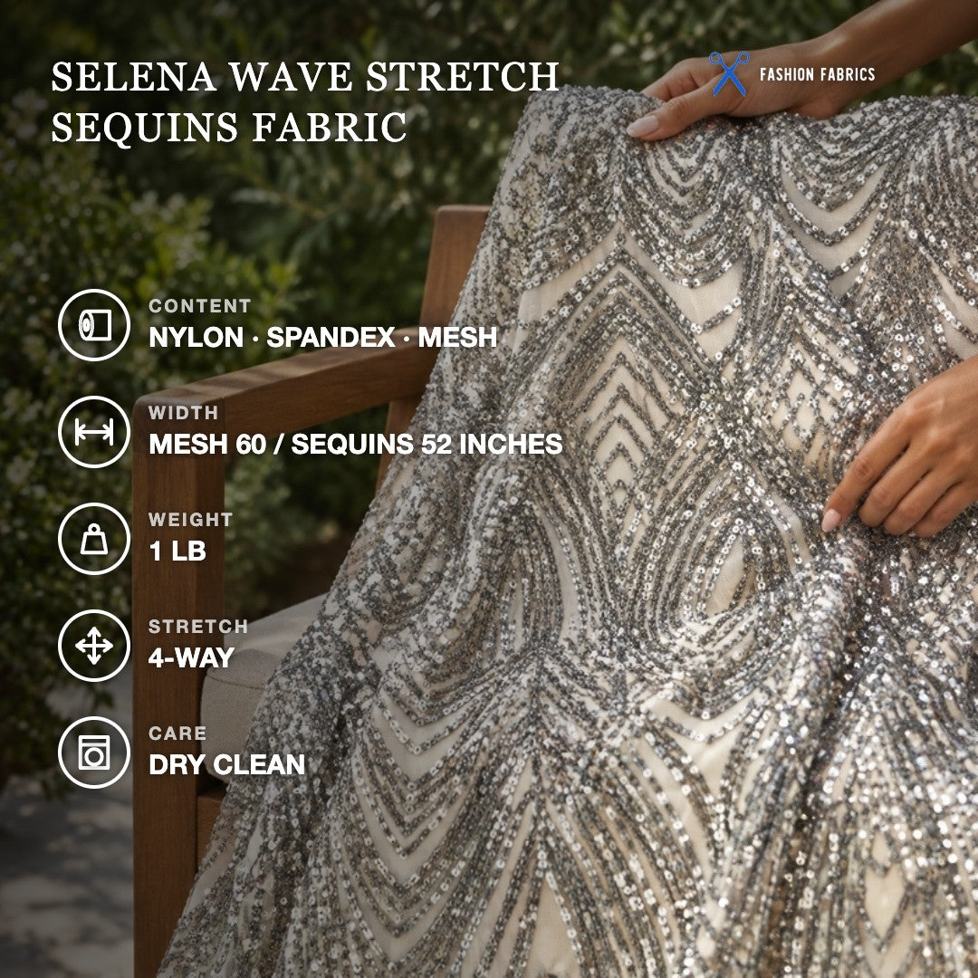 Selena Wave Stretch Sequins Fabric