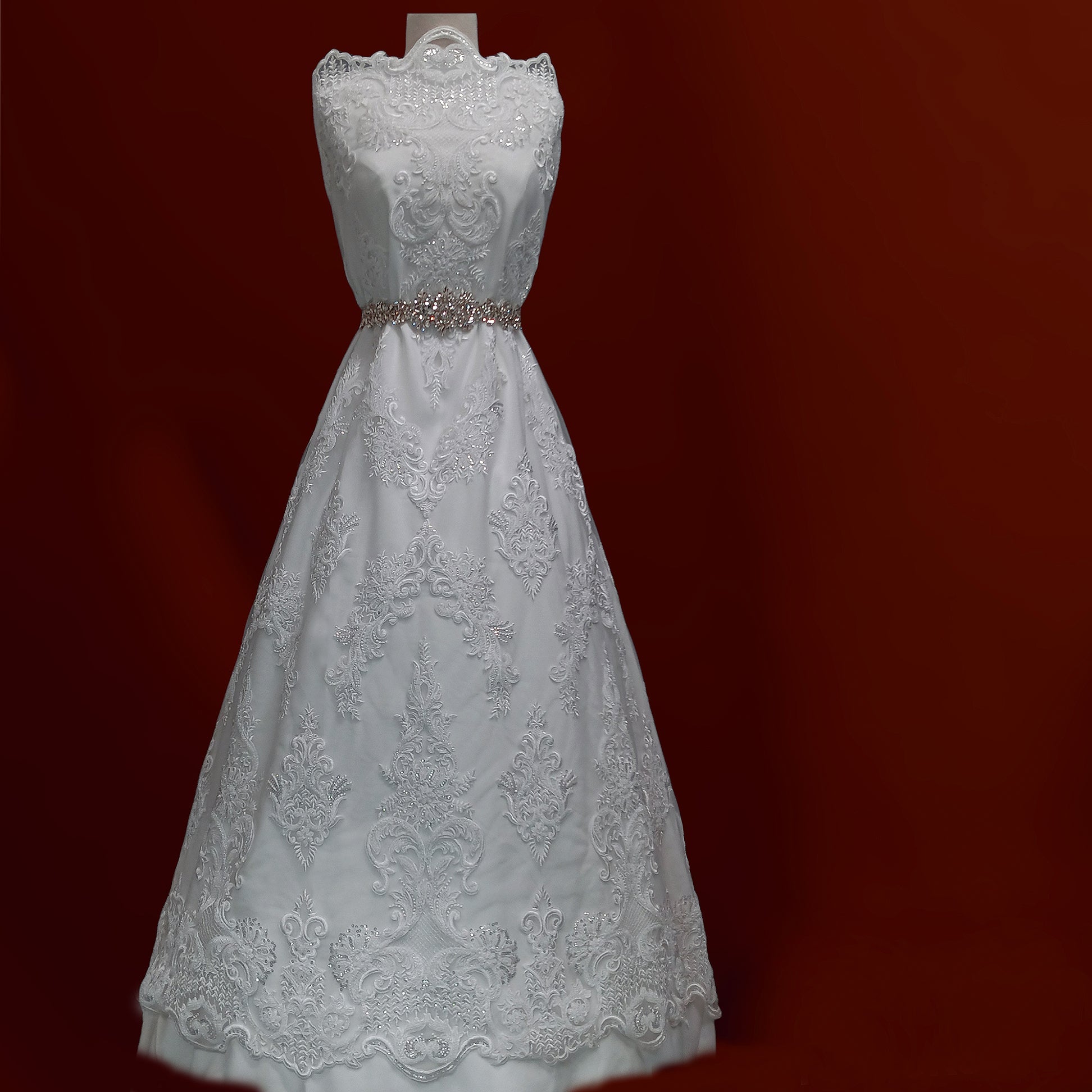 Beaded & Corded Lace Fabric Embroidered on 100% Polyester Net Mesh | Lace USA - GD-58026