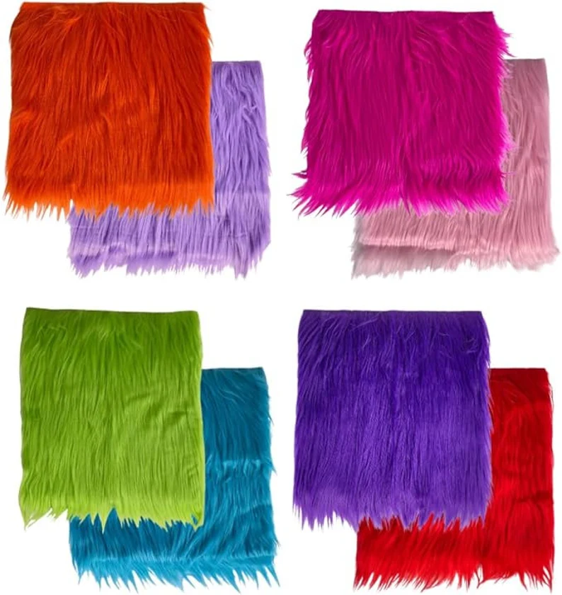 Shaggy Faux Fur Fabric Squares 10X10 Inch DIY Craft Fur Patches