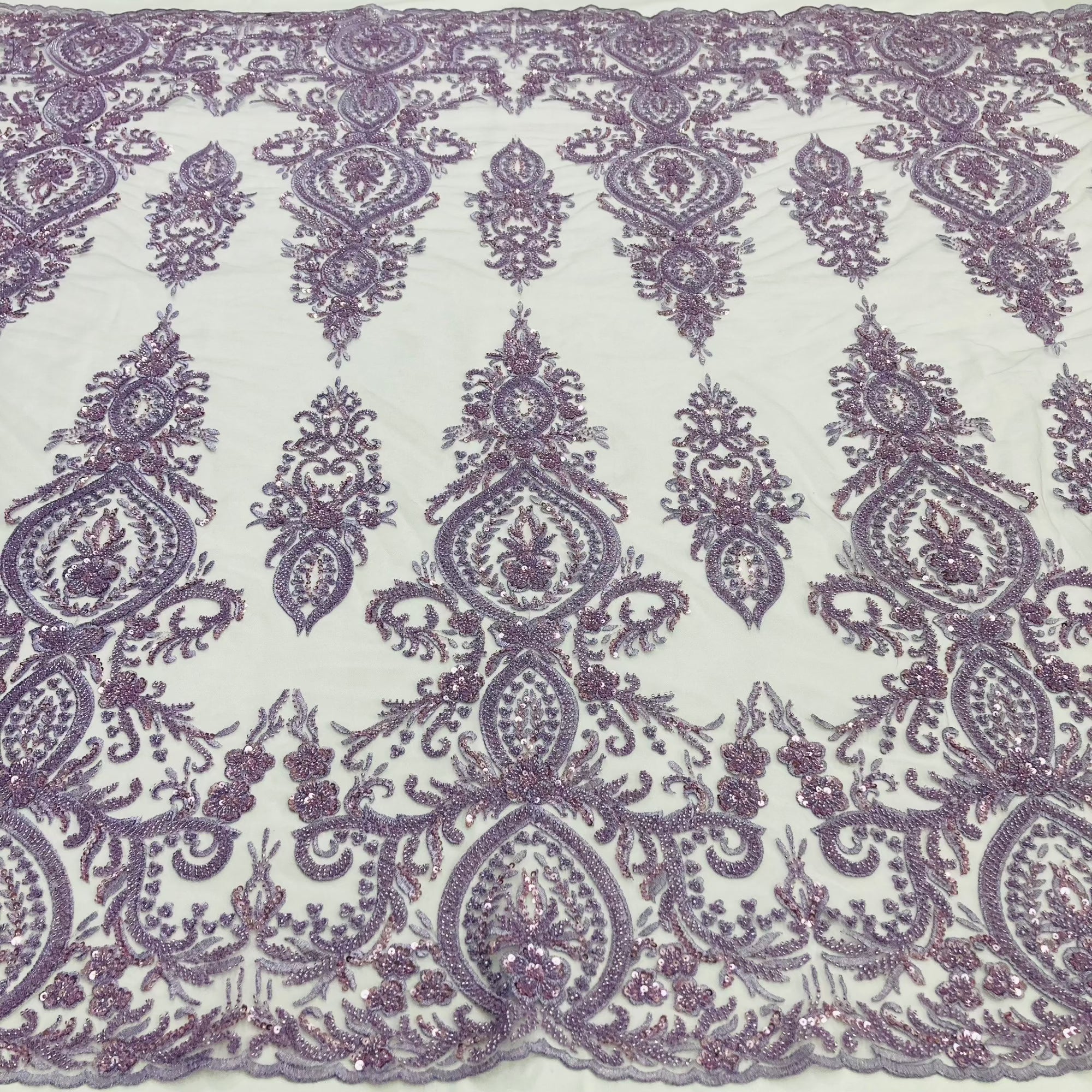 Beaded Lace Fabric Embroidered on 100% Polyester Net Mesh | Lace USA - GD-116