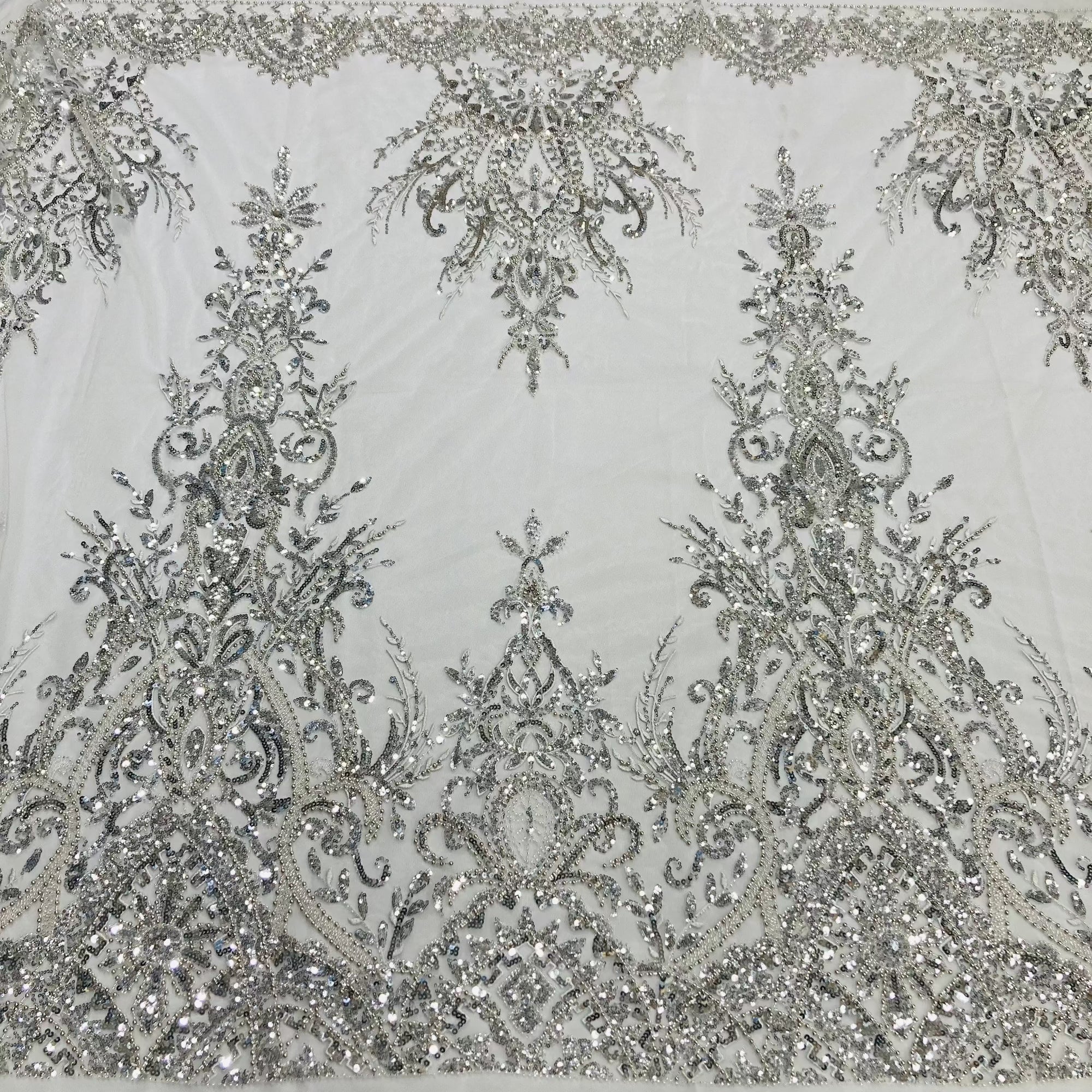 Beaded Lace Fabric Embroidered on 100% Polyester Net Mesh | Lace USA - GD-210906