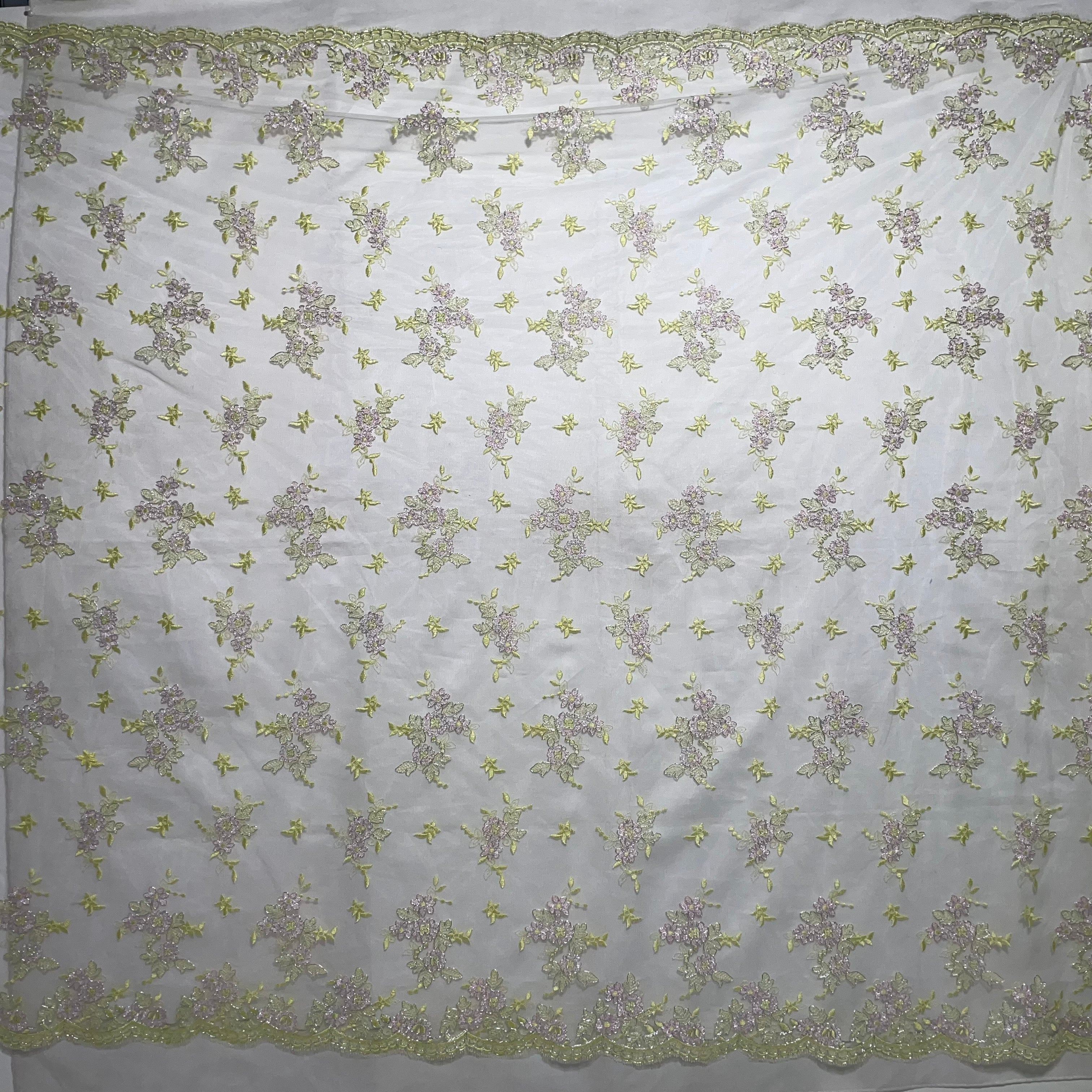 Corded Bridal Lace Fabric Embroidered on 100% Polyester Net Mesh | Lace USA - 97158W