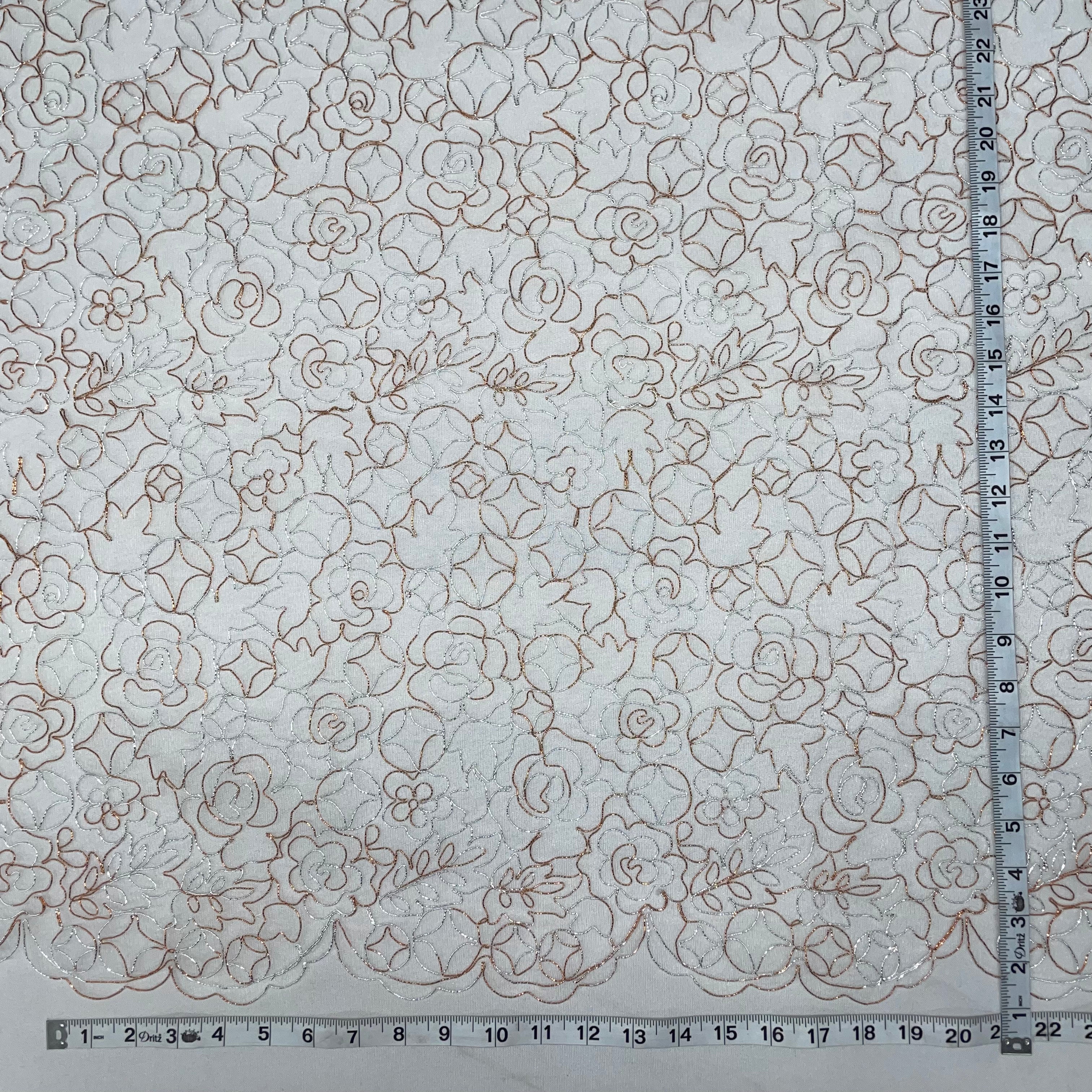 Corded Bridal Lace Fabric Embroidered on 100% Polyester Net Mesh | Lace USA - 96226W