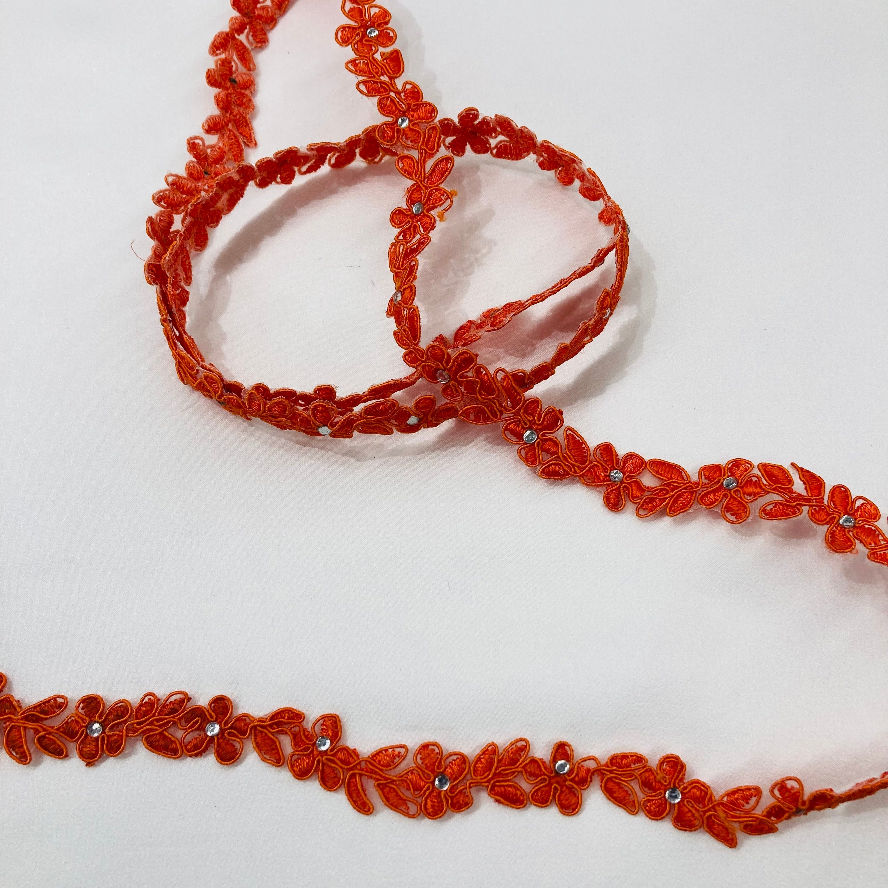 Beaded Lace Trimming Embroidered on 100% Polyester Organza | Lace USA - 95475N-RS