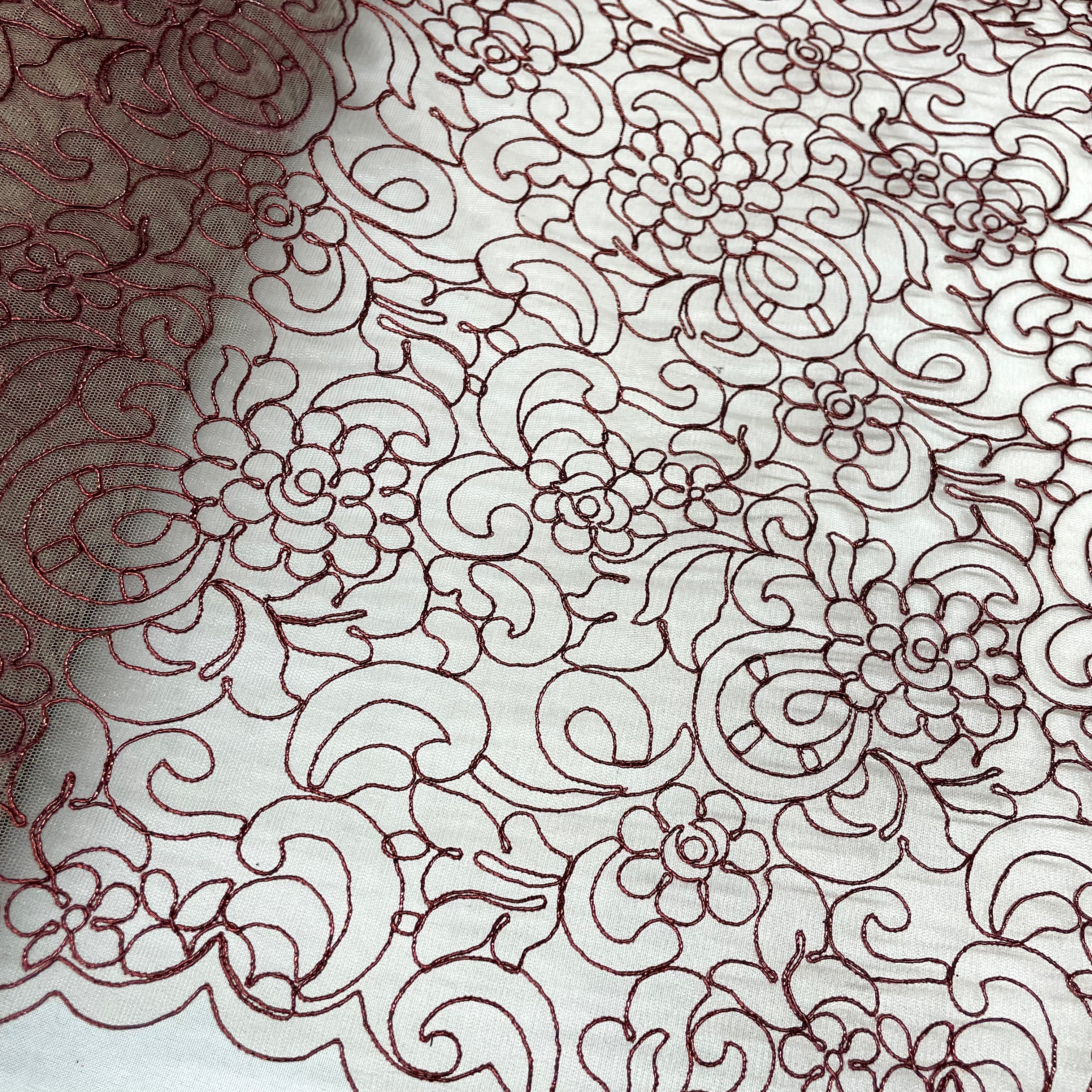 Corded Bridal Lace Fabric Embroidered on 100% Polyester Net Mesh | Lace USA - 90938W