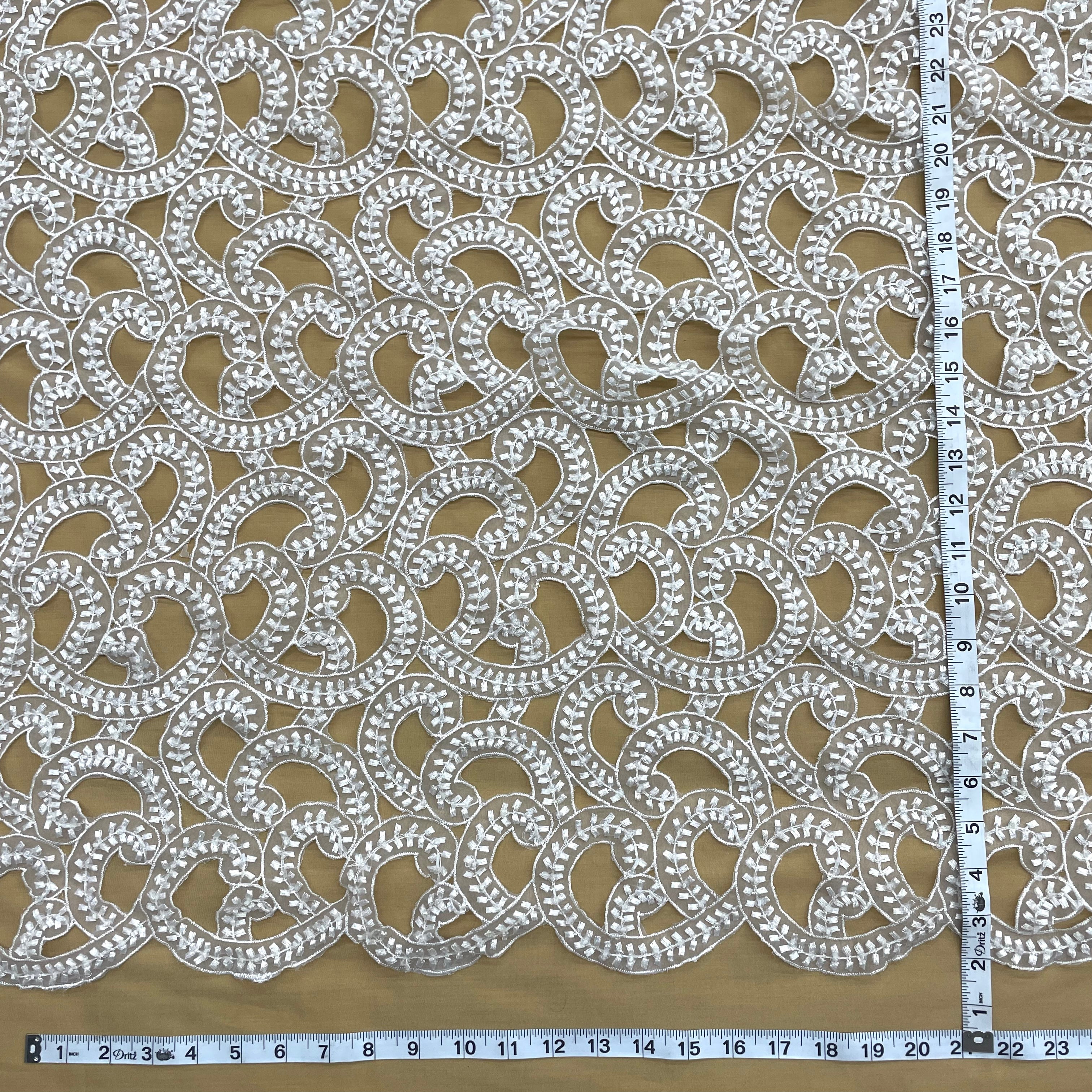 Beaded Lace Fabric Embroidered on 100% Polyester Organza | Lace USA - 31011N-BP
