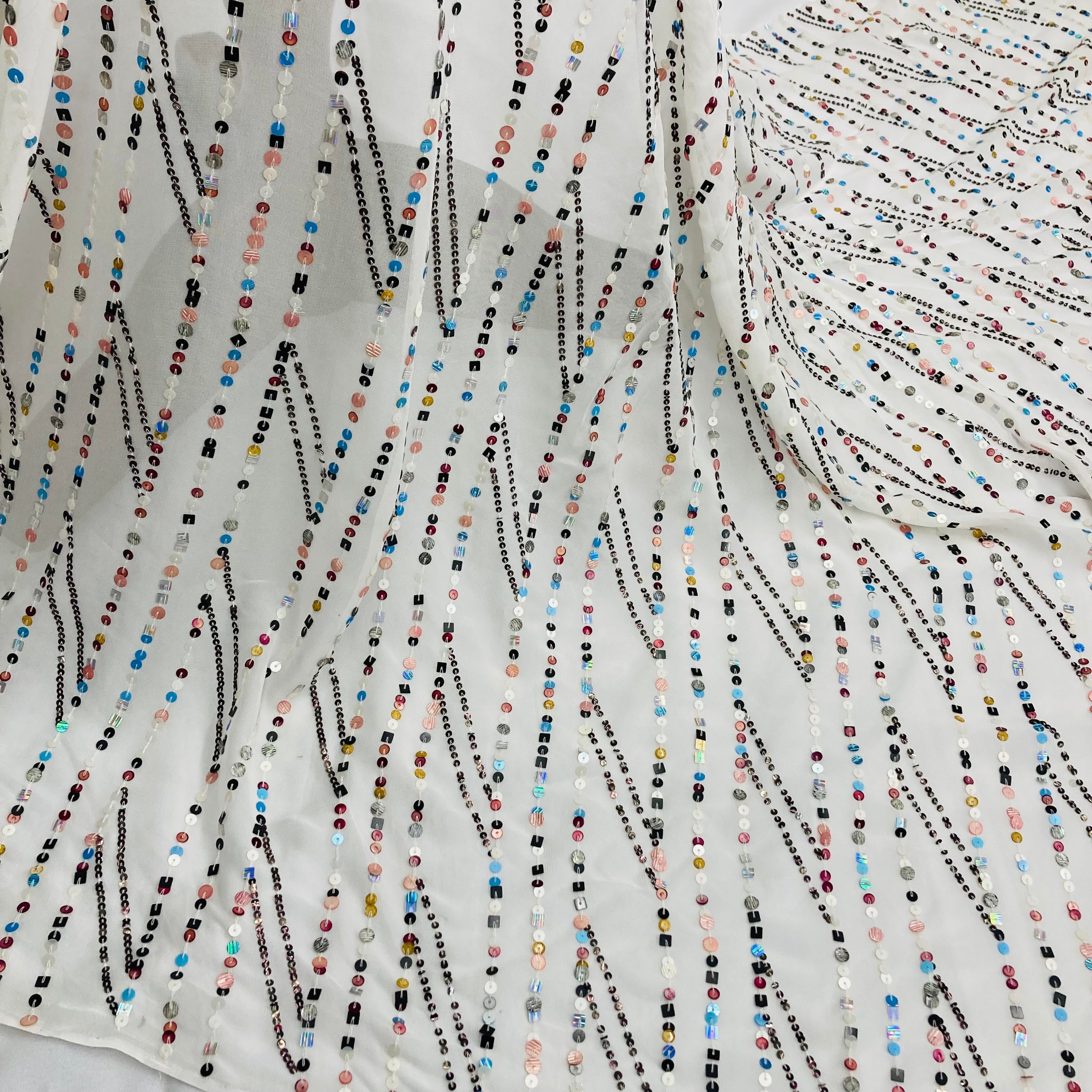 Hand Sequined Chiffon Fabric 100% Polyester Approximately 48" Wide | SPANDEX PALACE - GD-04