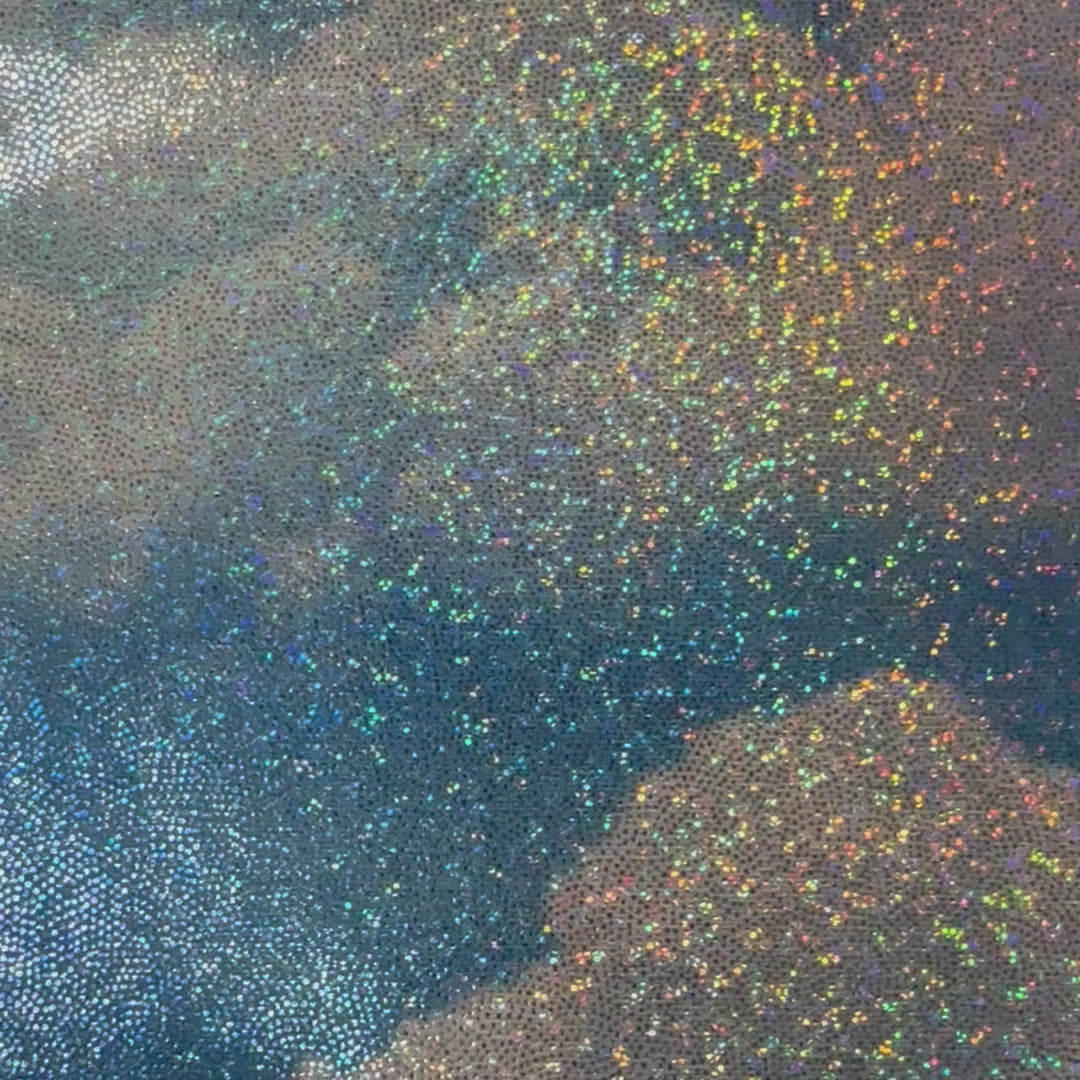 4 Way Stretch Polyester Spandex Cloud Hologram | Spandex Palace Blue Holo Silver