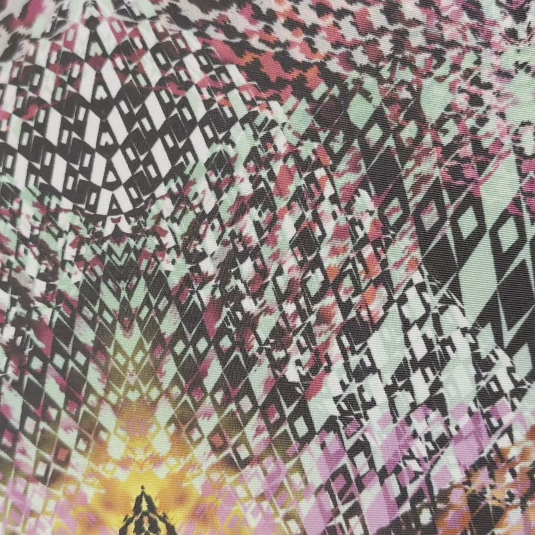 4 Way Stretch Polyester Spandex Ceramic Paper Print Fabric| Spandex Palace Multi 2