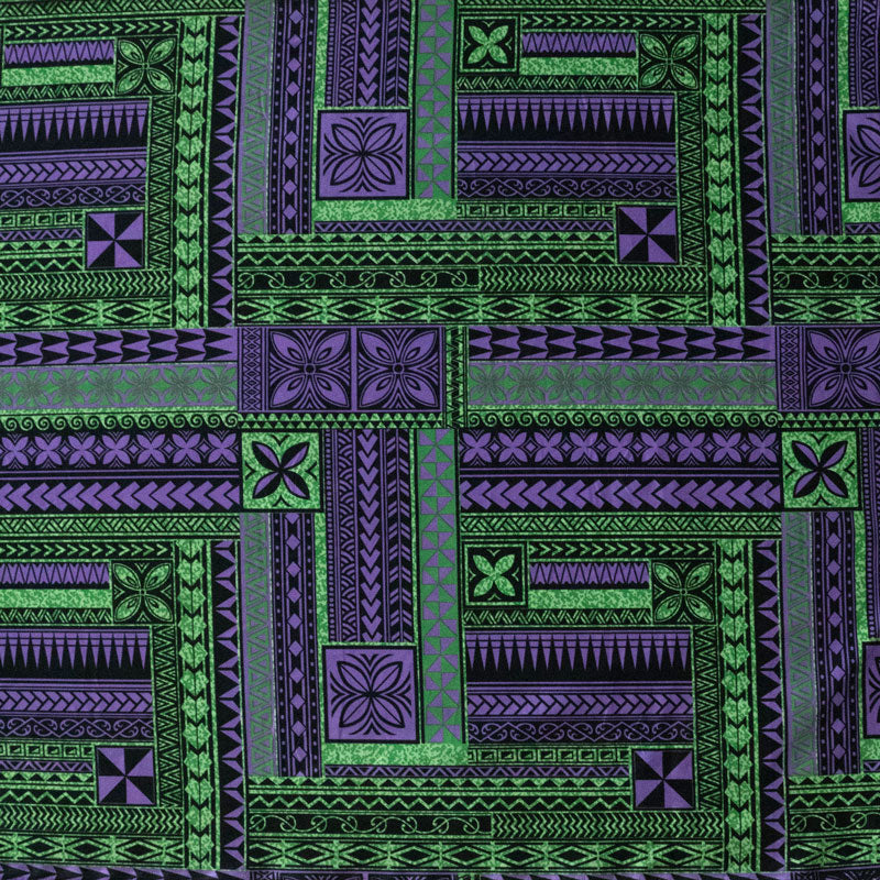 Polynesian Geometric Symmetrical design Peachskin Fabric | Islands Fabric