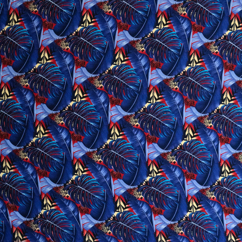 Tiare & Swirls Double Border Fabric | Glitter Polyester | Spandex Palace