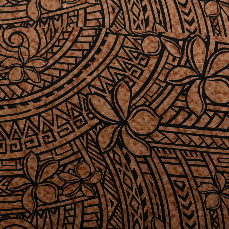 Plumeria Tribal Design Peachskin Fabric | Islands Fabric
