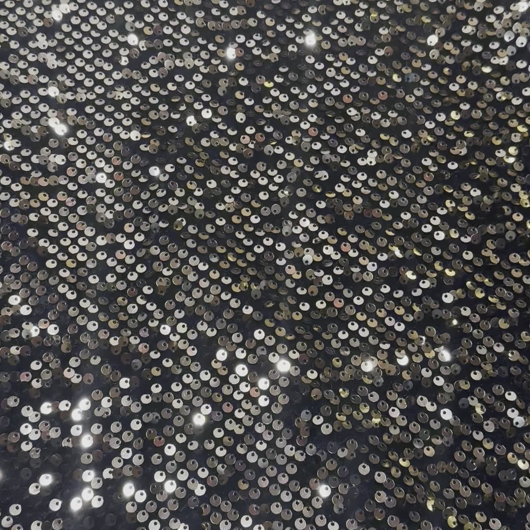 Holiday Mechanical Stretch Velvet With All Over Sequin Black Gold
