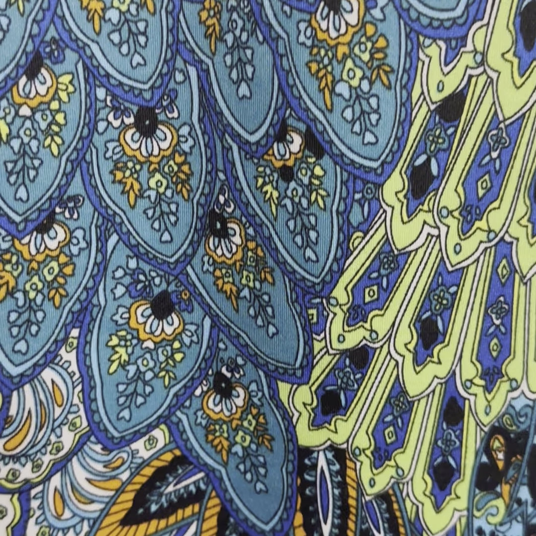 2 Way Stretch Polyester Spandex Fabric Paisley Peacock | Spandex Palace Peacock