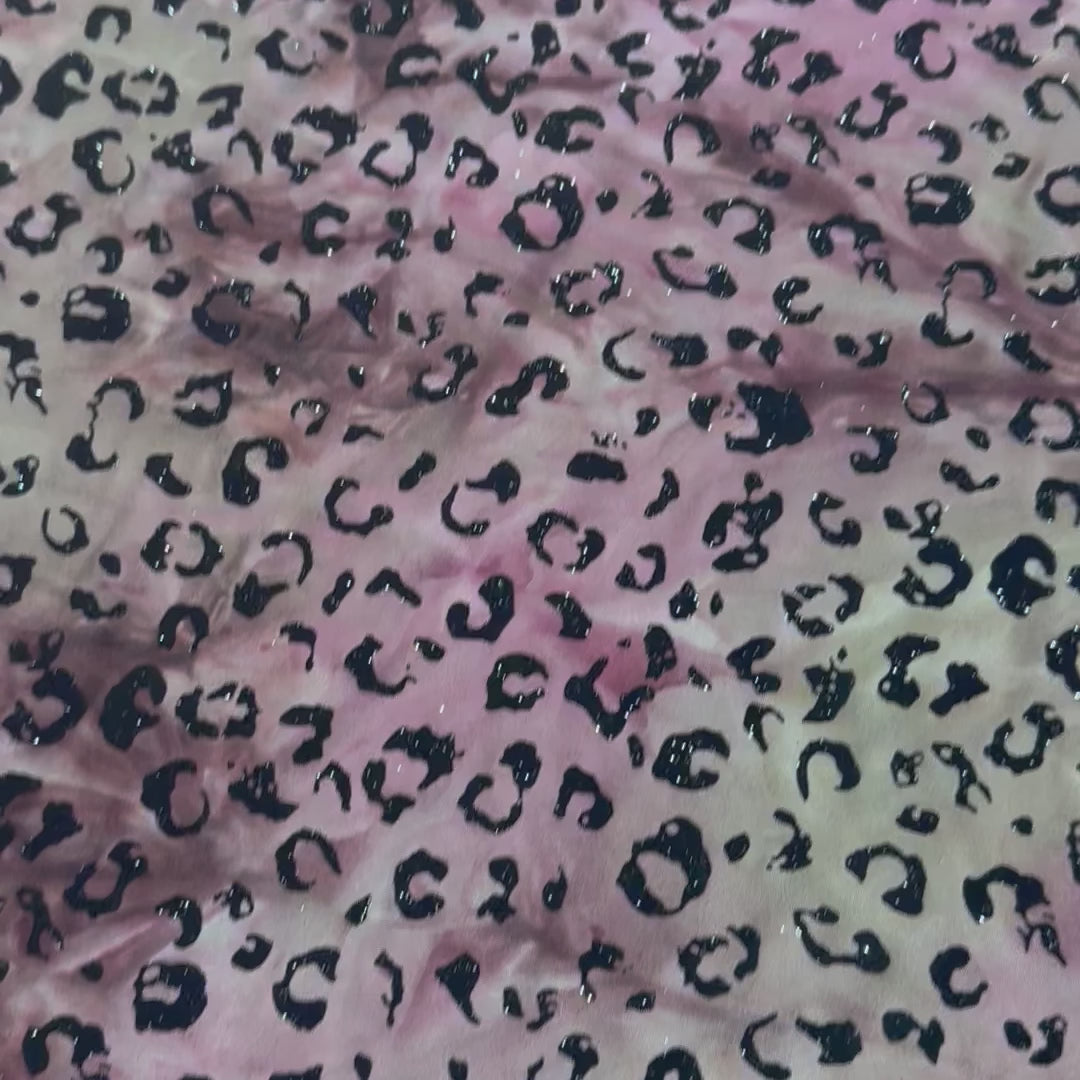 2 Way Polyester Spandex Single Span Tie Dye Tiger Flocked | Spandex Palace Brown Dusty Rose