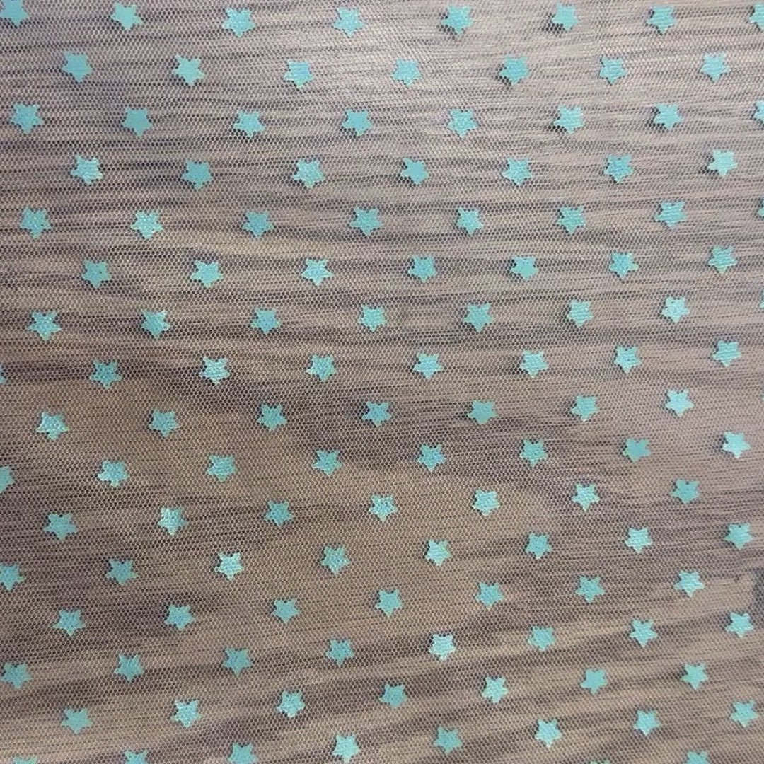 Polyester Mesh With Glitter Little Star | Spandex Palace Mint