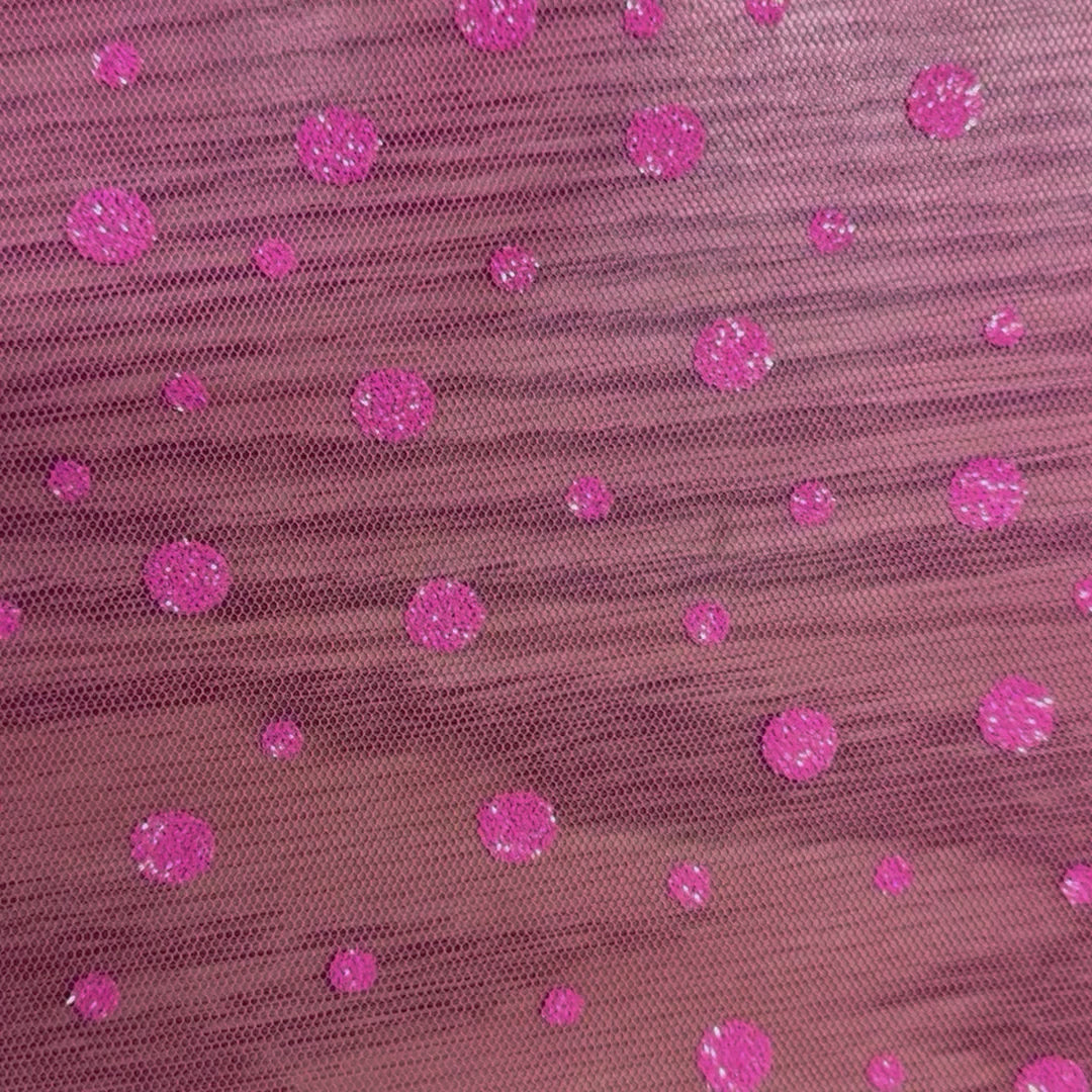 Polyester Mesh With Glitter Dots | Spandex Palace Hotpink