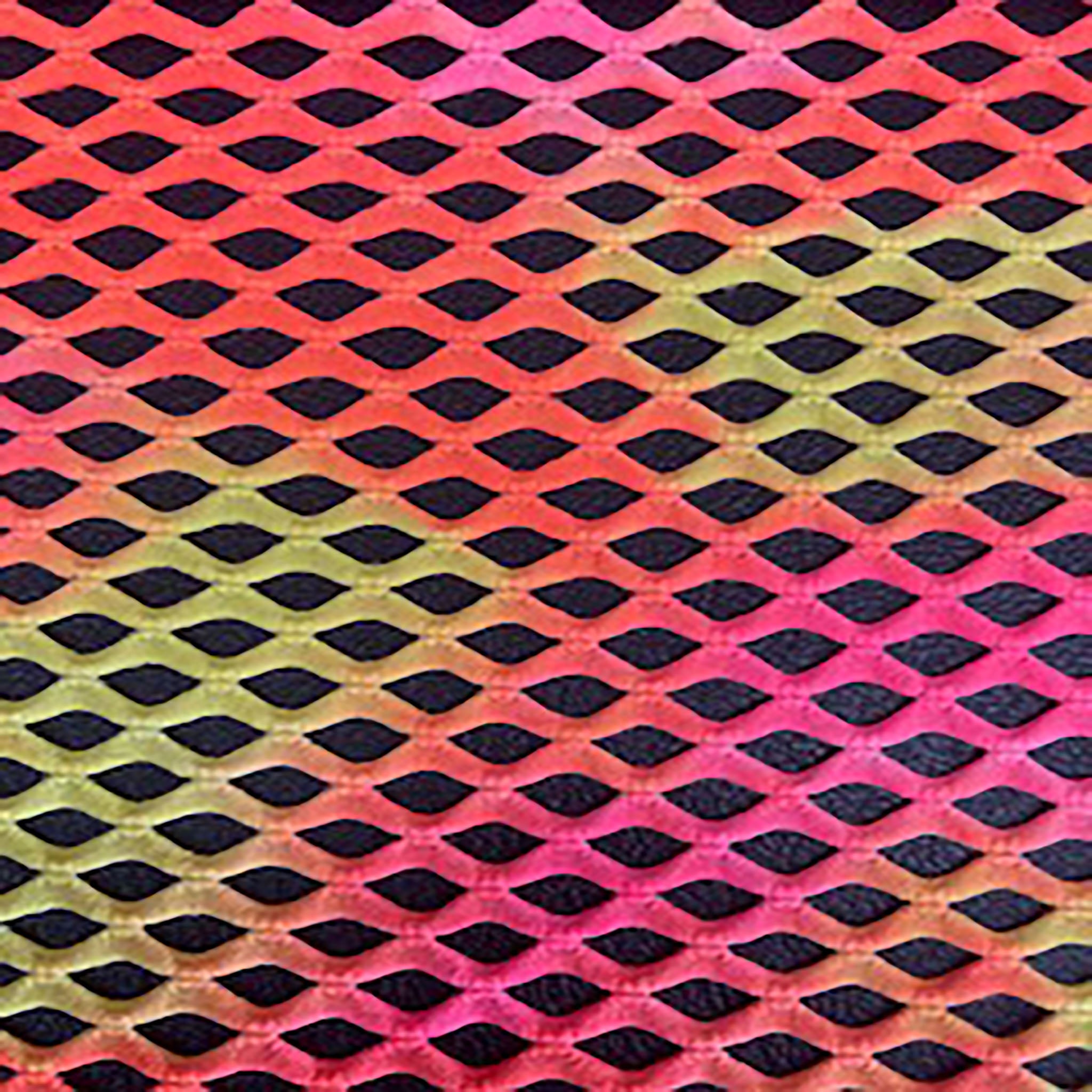 4 Way Poly Span Pentagon Tie Dye Diamond  Fish Net | Spandex Palace Pink Yellow Orange