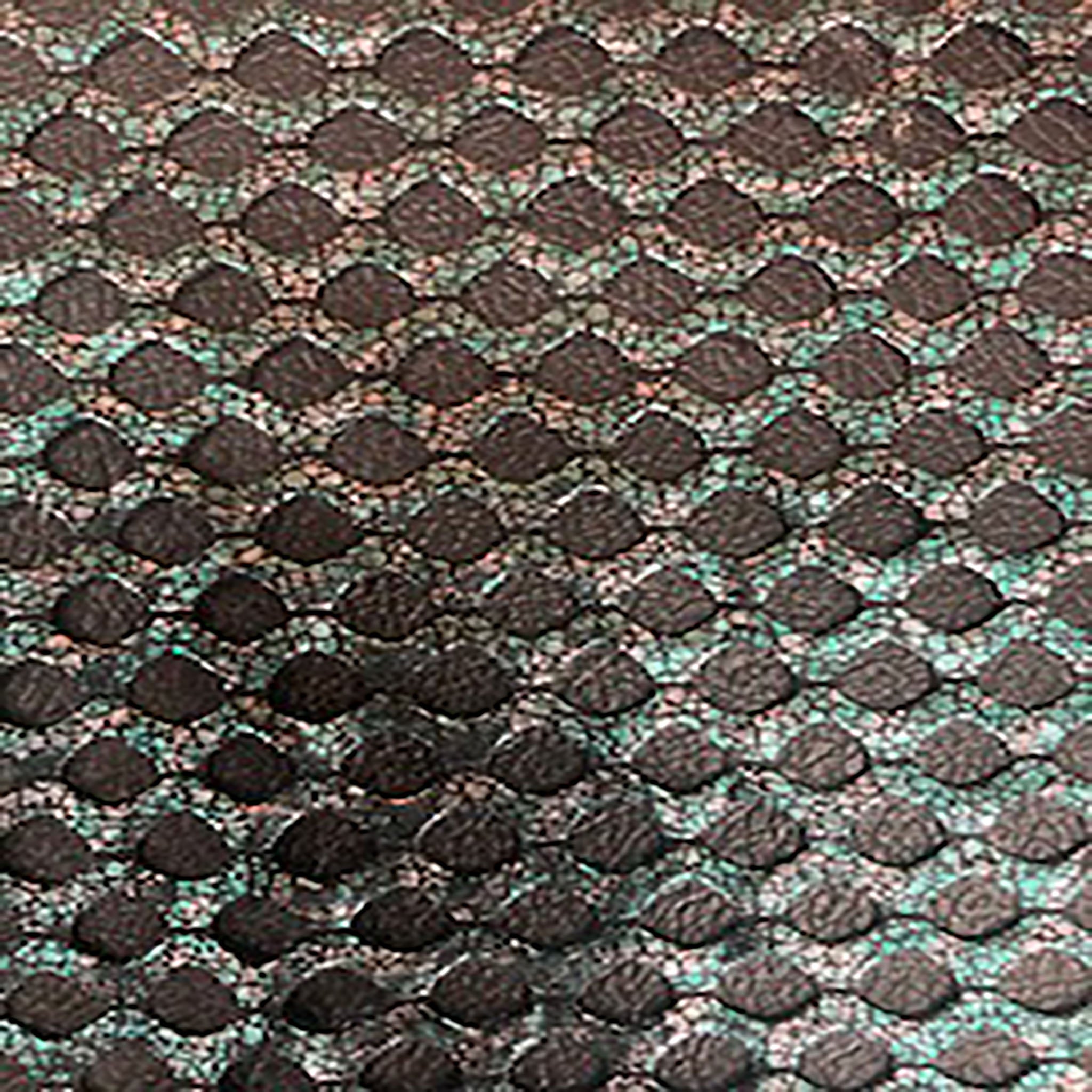 Polyester Pentagon Zion Diamond  Fish Net  Two Tone Foil | Spandex Palace Black Turquoise